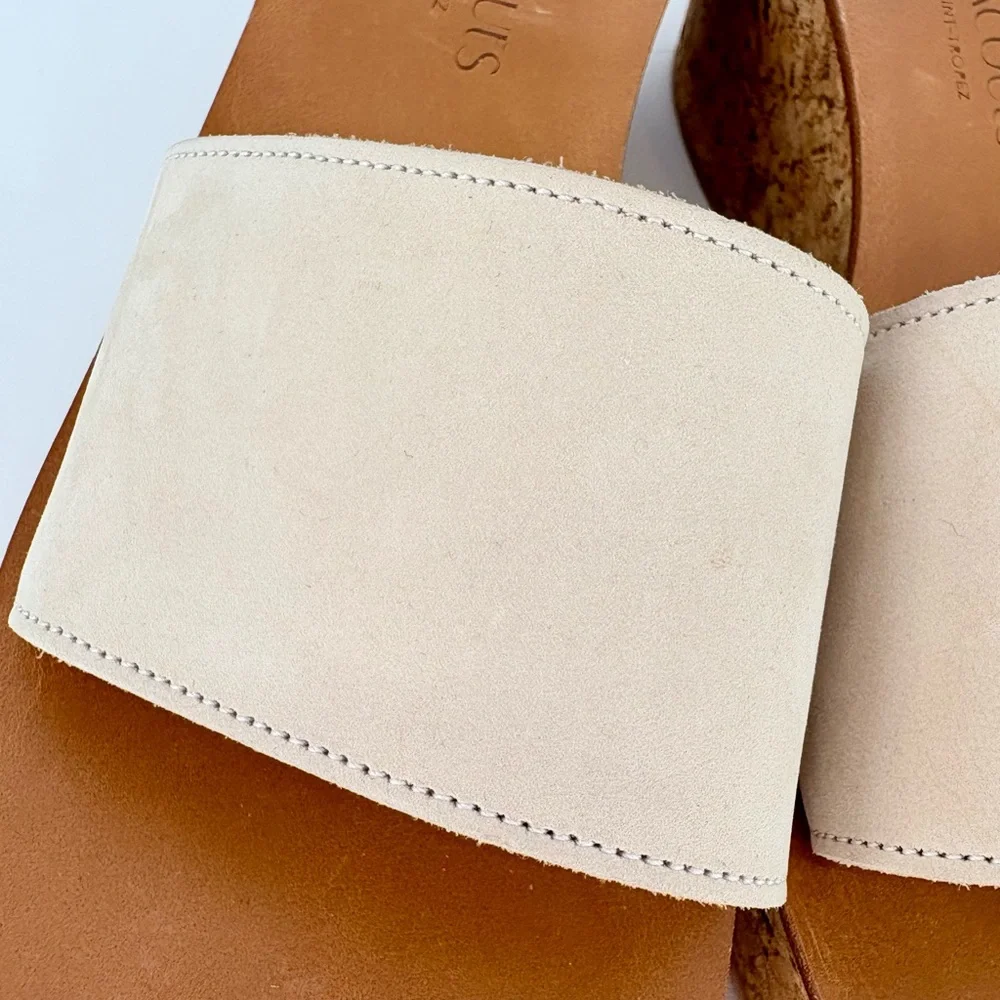 K Jacques St Tropez Kirielle Leather And Cork Wedge Slides